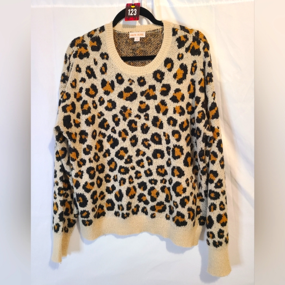 KNOX ROSE L Cheetah Print Sweater